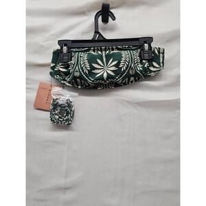 Shade & Shore Womens Bandeau Bikini Top Green Nylon Blend Tropical Size XS